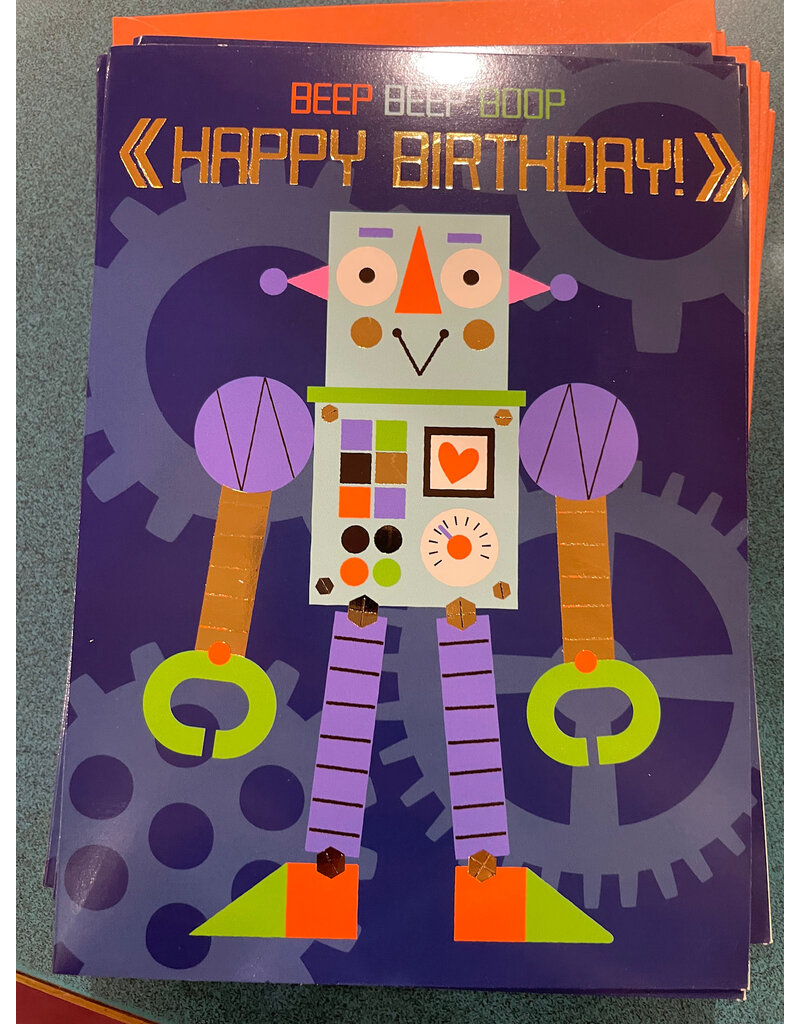 Paper House Production Card - Birthday Robot Foil Card