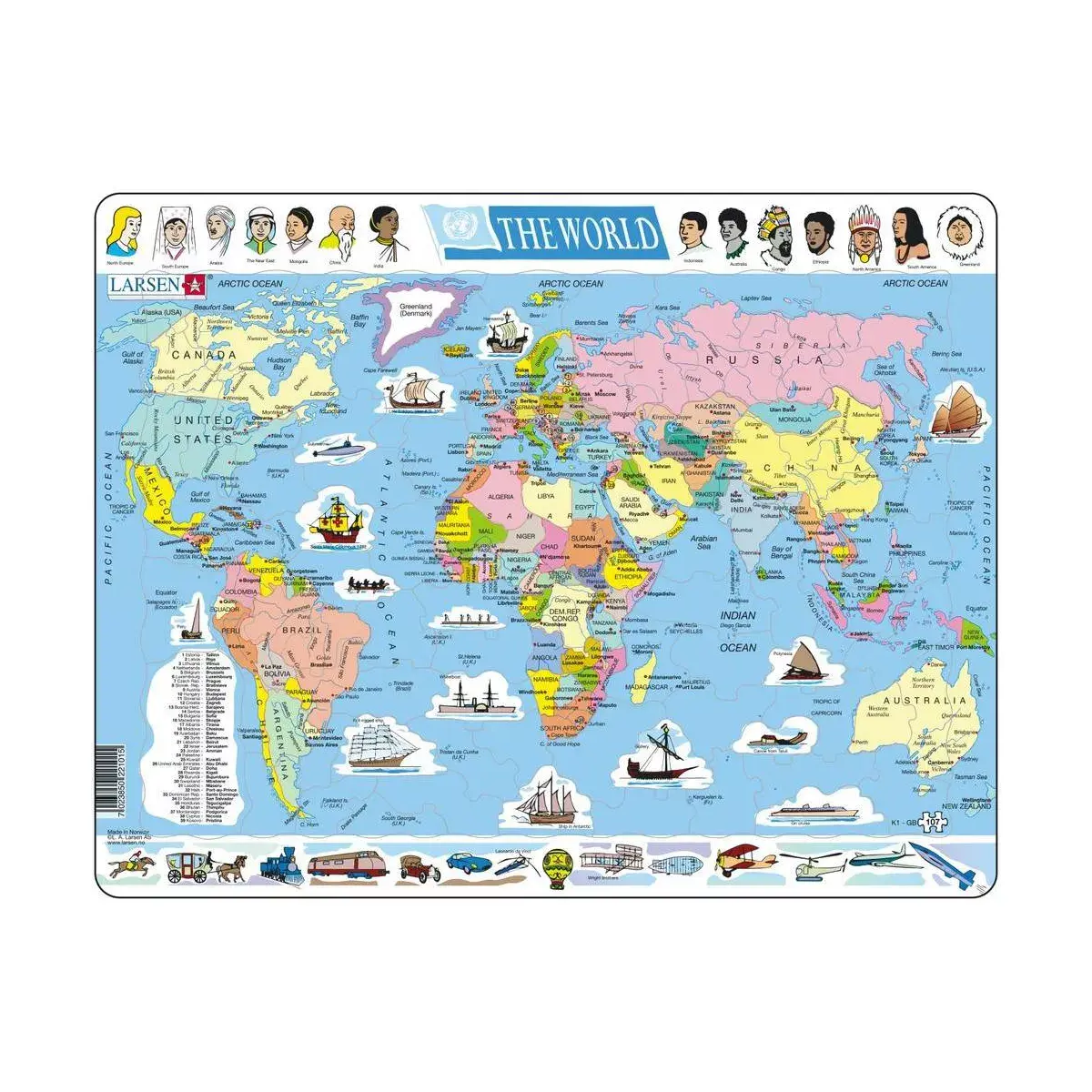 Puzzle Children's Educational World Political Jigsaw 107 pc