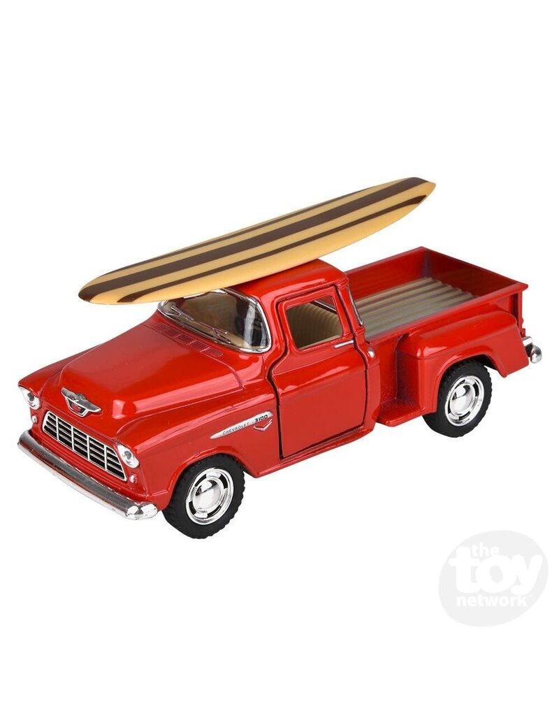The toy network Novelty Pull Back 1955 Chevy Stepside Pick-Up W/Surfboard (5"; Colors Vary; Sold Individually)