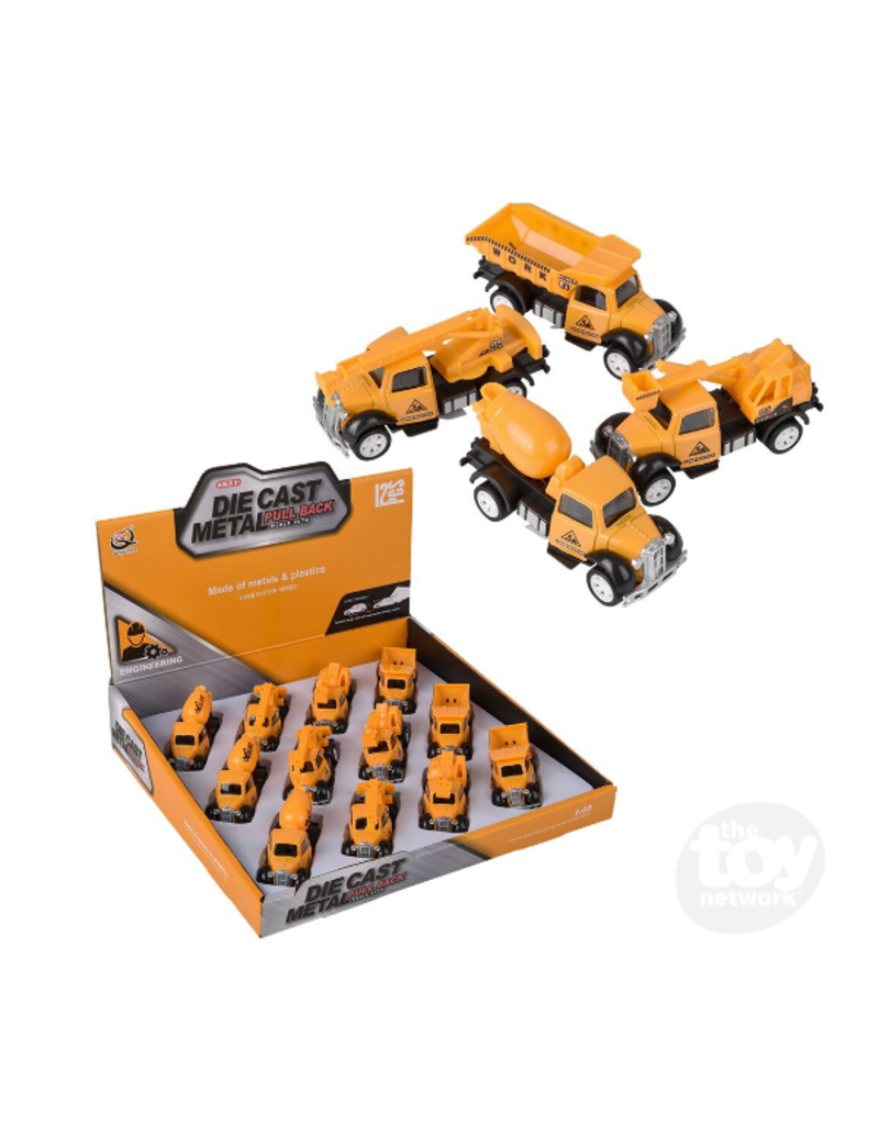 The toy network Die Cast Pull Back Construction Vehicles 3" Assorted Styles (sold single)