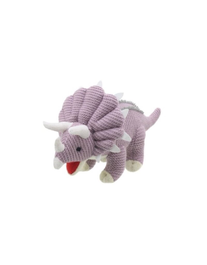 The Puppet Company Wilberry Knitted Triceratops (Lilac) Small