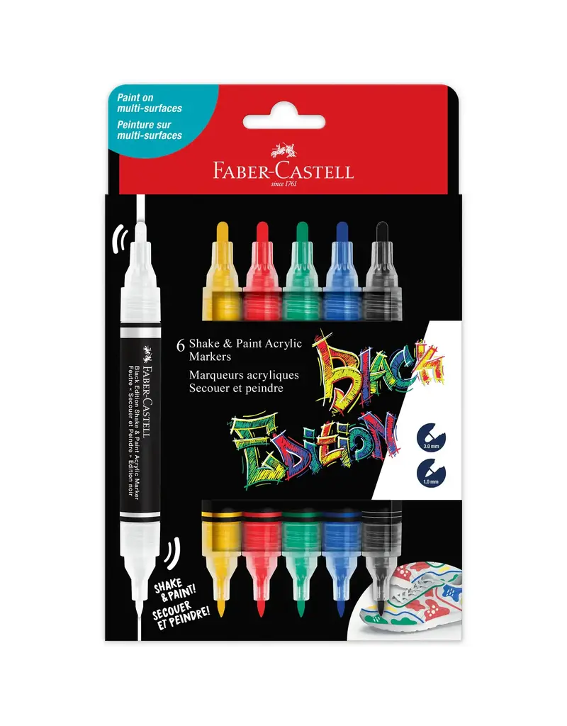 Faber-Castell Black Edition Shake & Paint Markers - Classic Colors ( 6 Pack)