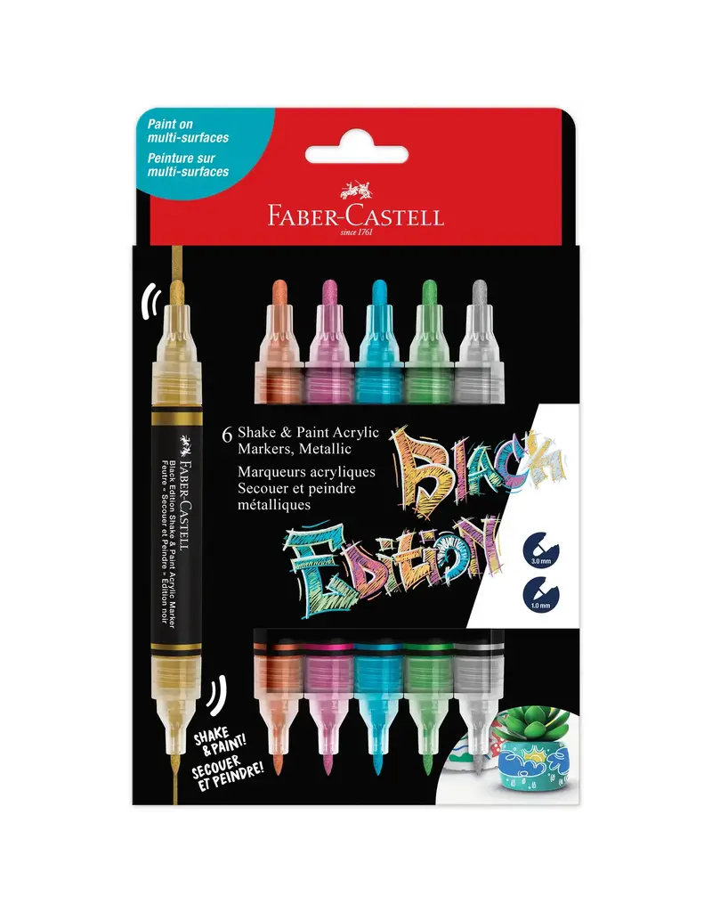Faber-Castell Black Edition Shake & Paint Markers - Metallic Colors ( 6 Pack)