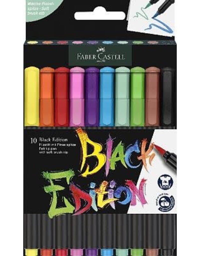 Faber-Castell Black Edition Felt Tip Brush Pen - (10 Pack)