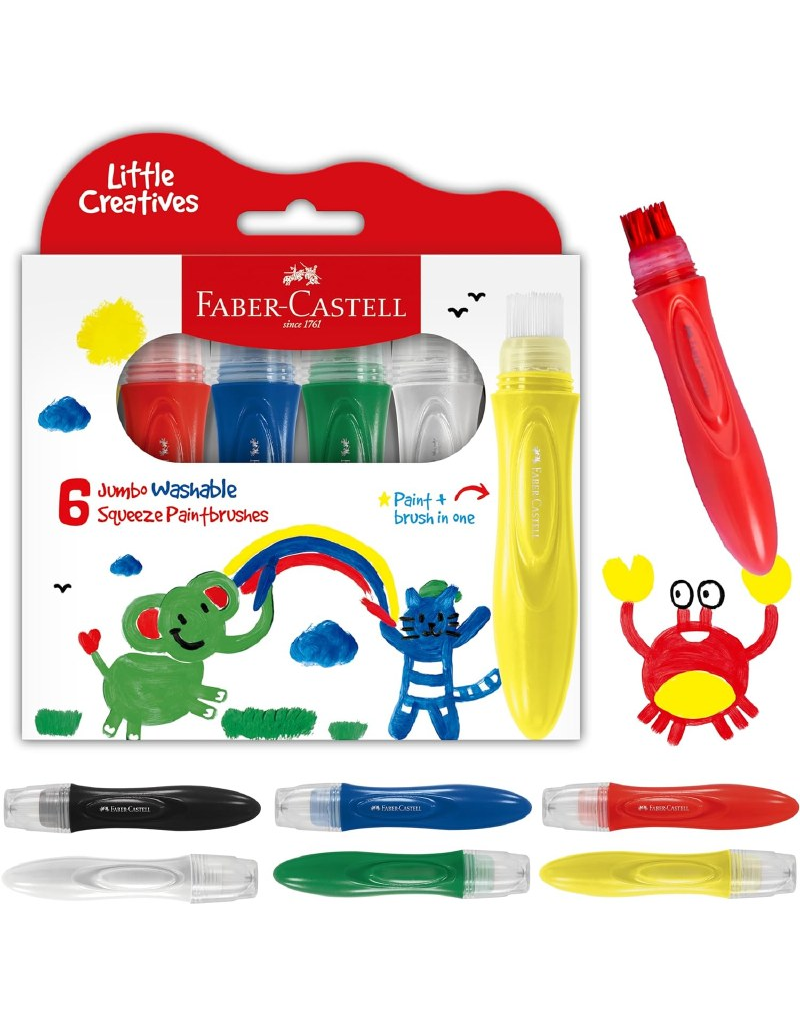 Faber-Castell 6 Jumbo Washable Squeeze Paintbrushes