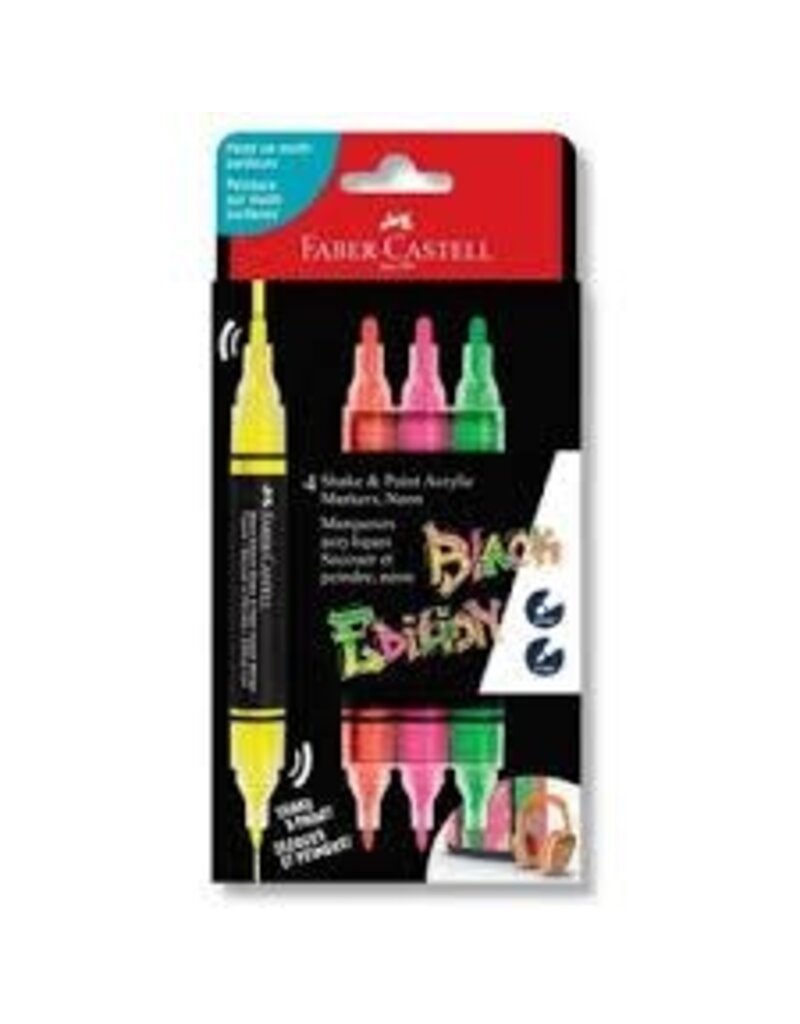 Faber-Castell Shanke and Paint Markers, Neon Colors, 4 Count