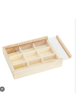 Squire Boone Village Large Wood Collection Box with Sliding Plastic Lid (12 Compartments)