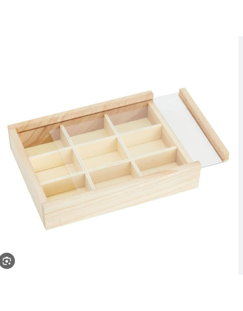 Squire Boone Village Large Wood Collection Box with Sliding Plastic Lid (12 Compartments)