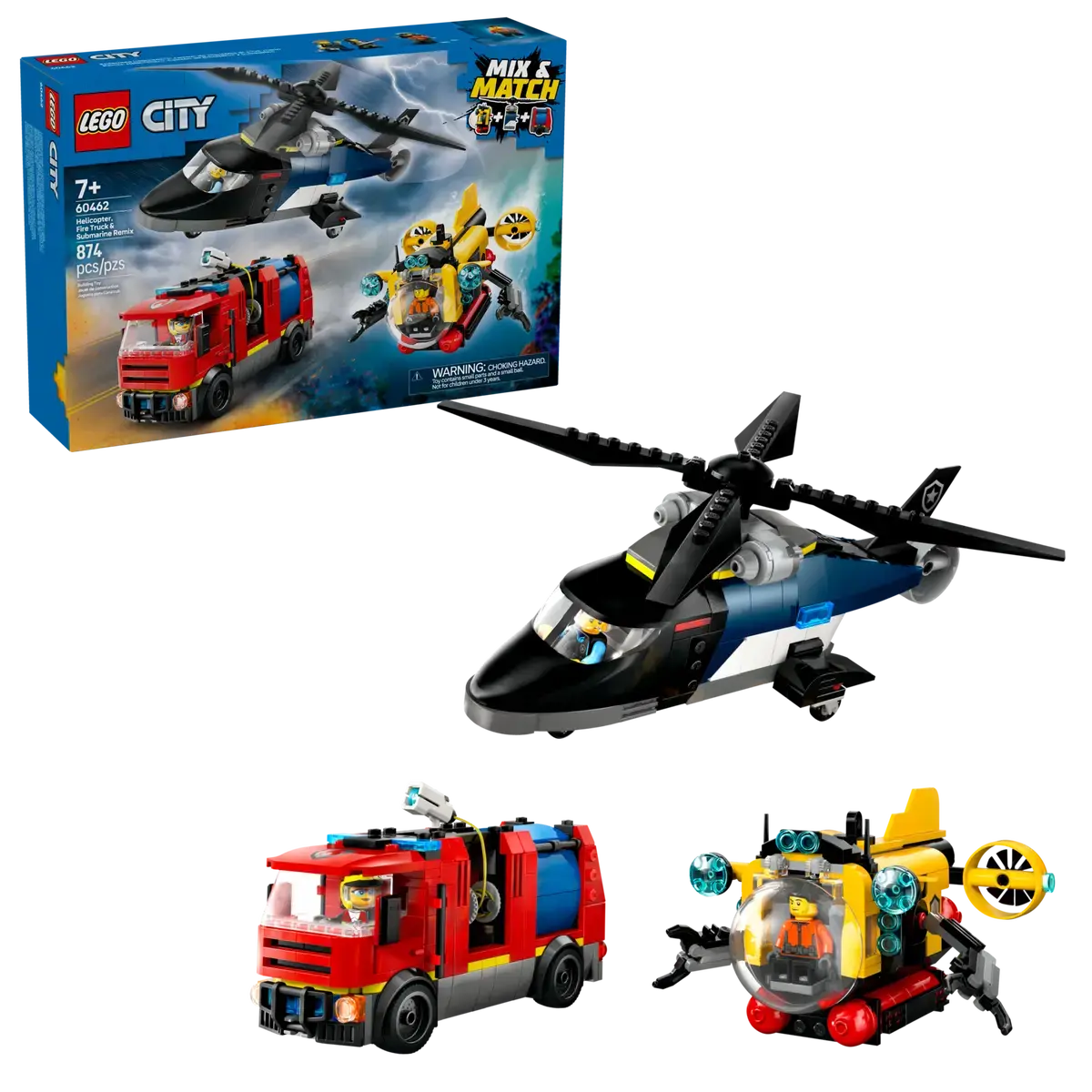 LEGO LEGO Helicopter, Fire Truck &amp; Submarine Remix - Pow Science LLC