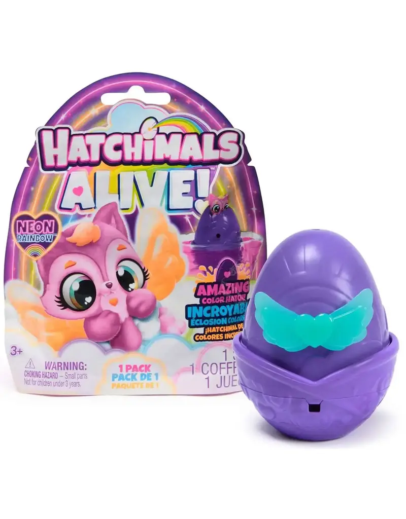 Spin Master Hatch Animals Alive Neon Rainbow  Blind Box  ( Styles May Vary)