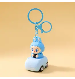 Little Trendy Driving Labubu Keychain Blue