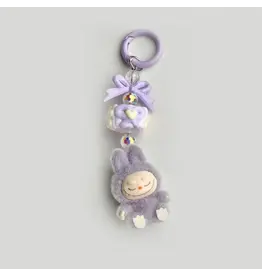 Little Trendy Flocked Labubu Keychain Purple