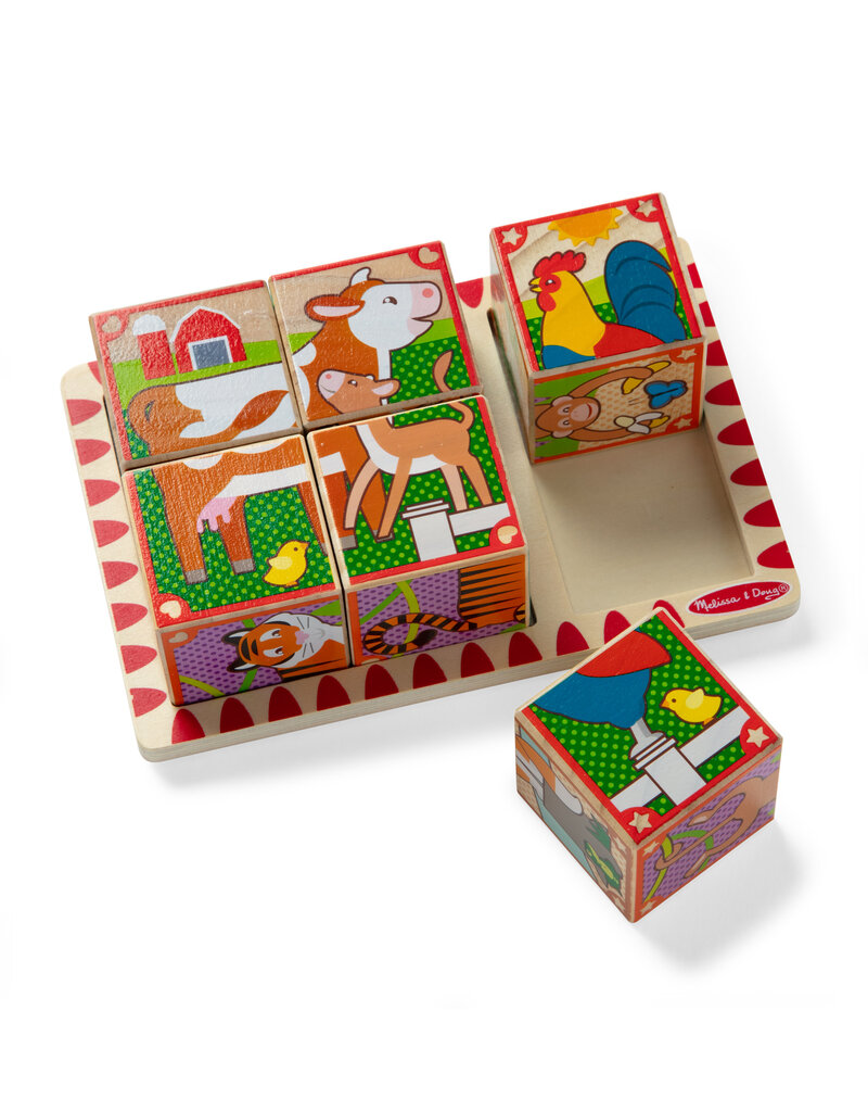 Melissa & Doug 2 in 1 Wooden Puzzle Cubes - Animals