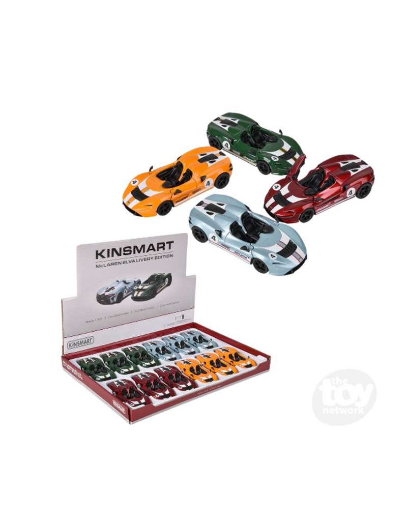 The toy network Die Cast Pull Back McLaren Elva Livery ( Sold Individually; Assorted Colors)