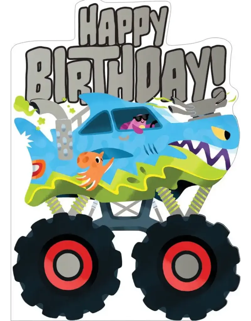 Paper House Production Birthday Card Foil Shark Monster Truck
