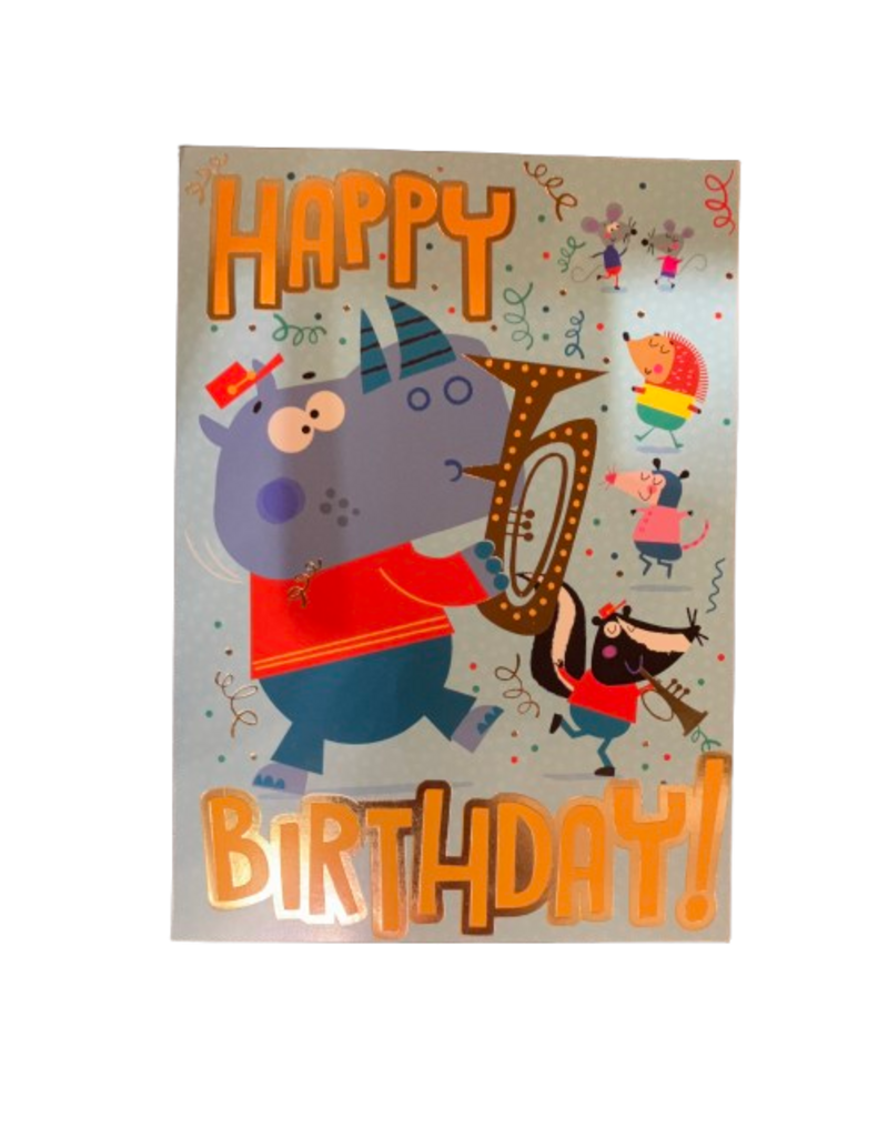 Playhouse Card - Animal Band Foil Happy Birthday
