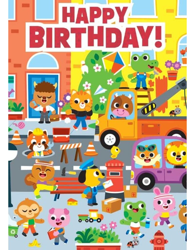 Paper House Production Card Busy Town Happy Birthday