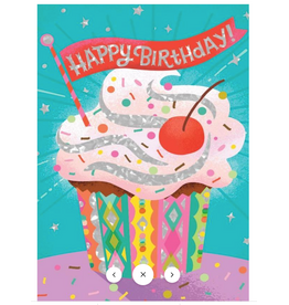 Playhouse Cupcake Foil Birthday Card