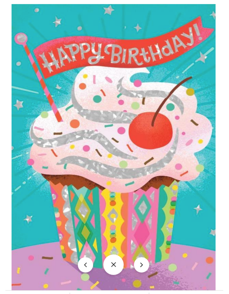 Playhouse Cupcake Foil Birthday Card