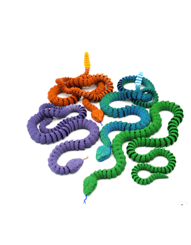 Curious Minds Toys 3D Printed Snake Wiggle Articulated Fidget Toy (12"; Assorted Colors; Sold Individually)
