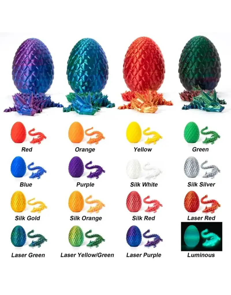 Curious Minds Toys Mini 3D Printed Articulated Dragon in Egg (Sold Individually, Assorted Colors)