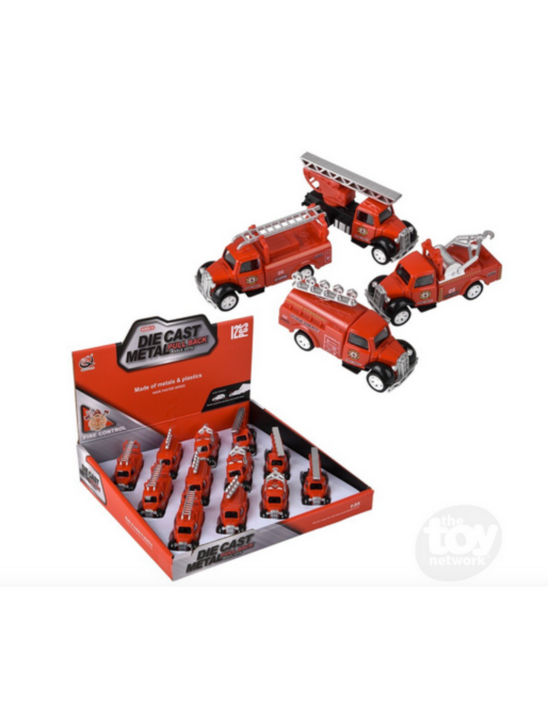 The toy network Die Cast Pull Back Classic Fire Engine 3" Assorted style (sold single)