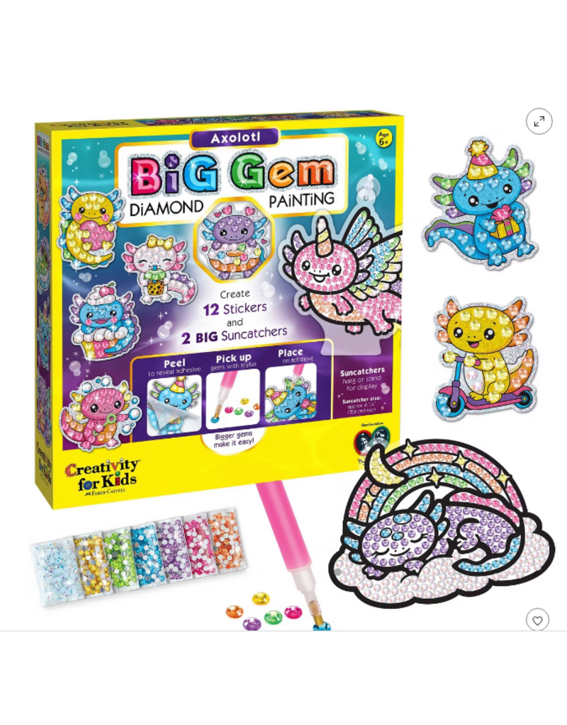 Creativity for Kids Craft Kit Big Gem Diamond Painting Axolotl