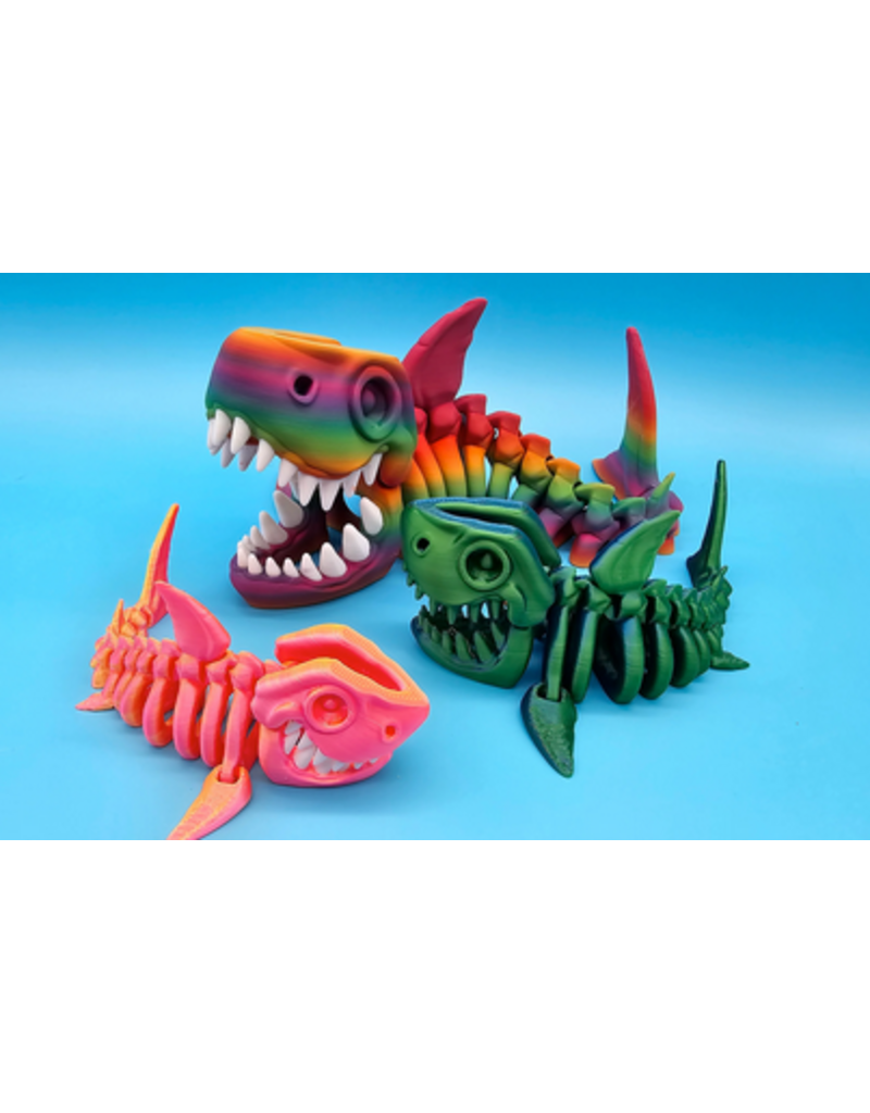 LNZ Custom Design 3D Print Flexi skeleton shark small Assorted color (color will vary) sold single