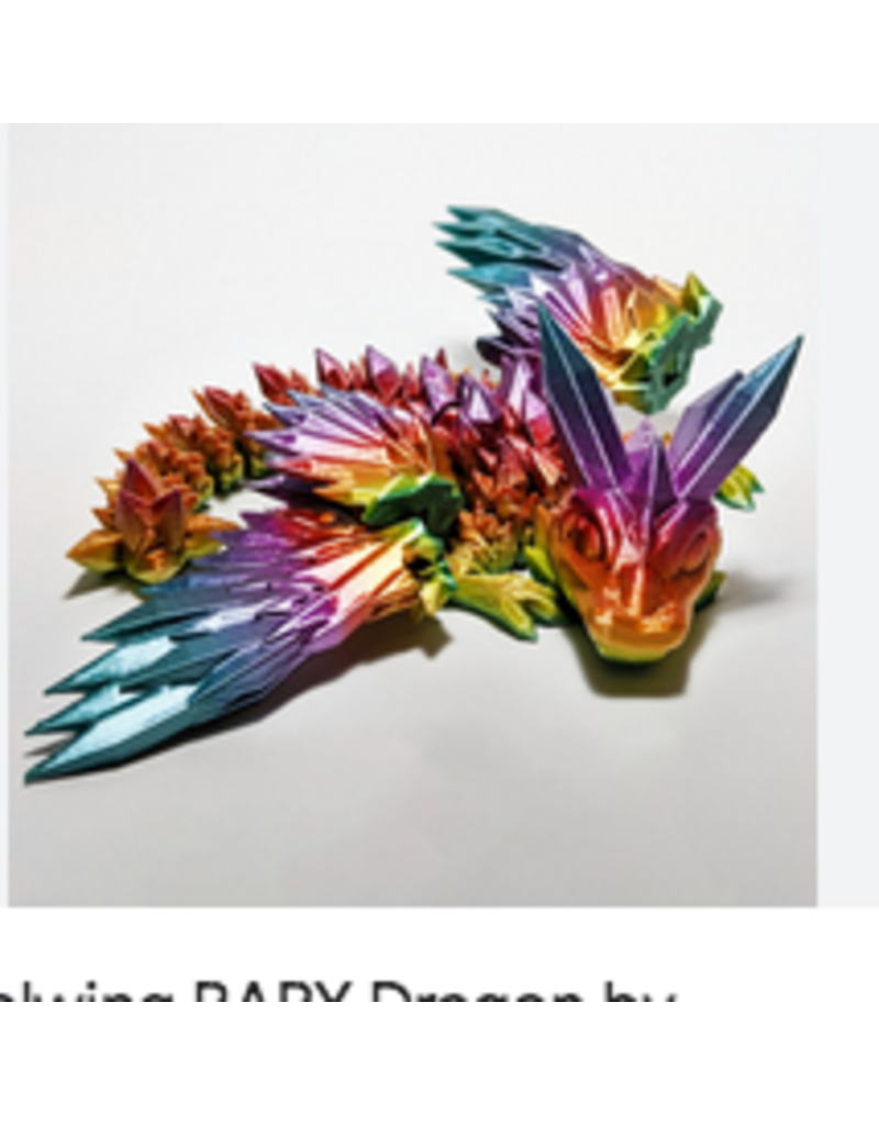 LNZ Custom Design 3D Print Baby Crystal Wing Dragon Assorted color (color will vary) sold single