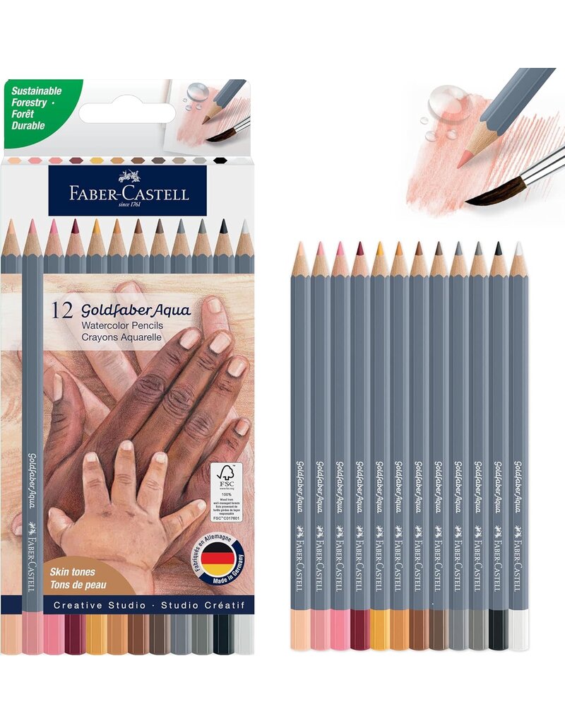 Faber-Castell Faber-Castell Goldfaber Aqua Watercolor Pencils - Skin Tones (12)