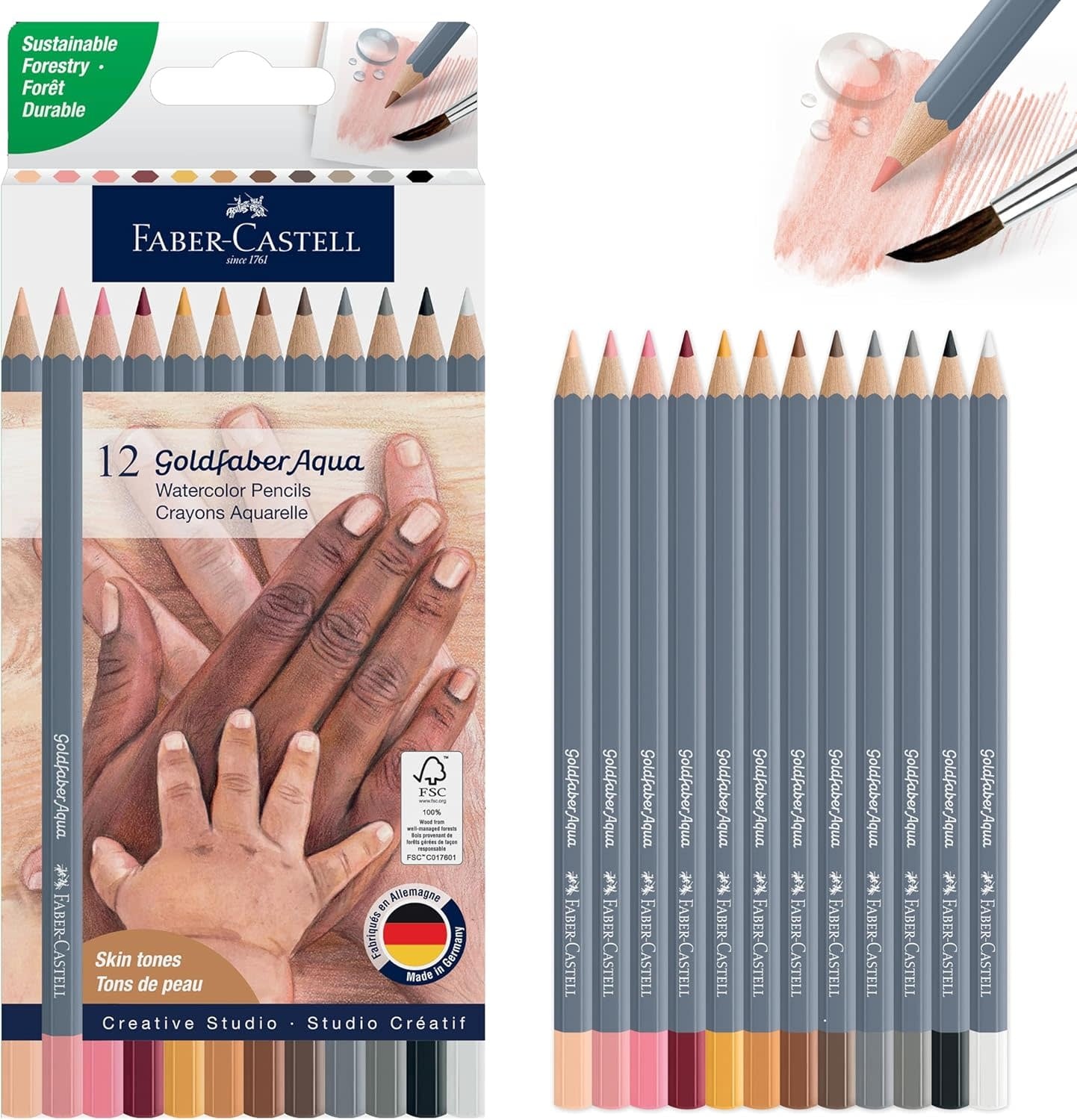 Faber-Castell Goldfaber Aqua Watercolor Pencils - Skin Tones (12)