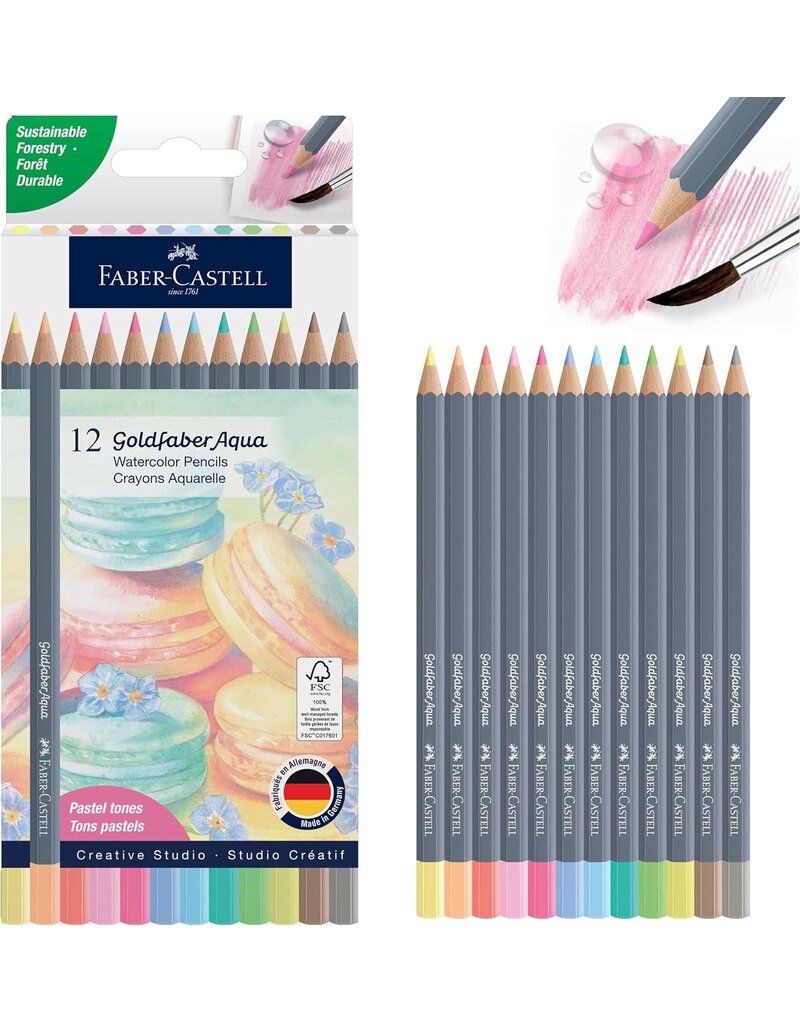 Faber-Castell Faber-Castell Goldfaber Aqua Watercolor Pencils - Pastel Tones (12)