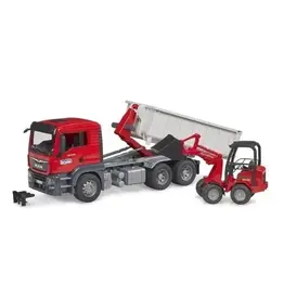 Bruder Bruder MAN TGS Truck with Roll-off Container and Schaeffer Loader