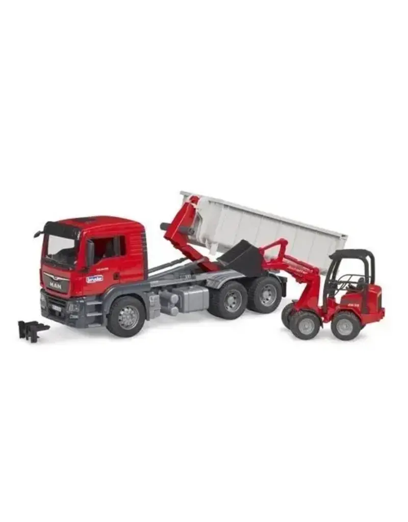 Bruder Bruder MAN TGS Truck with Roll-off Container and Schaeffer Loader