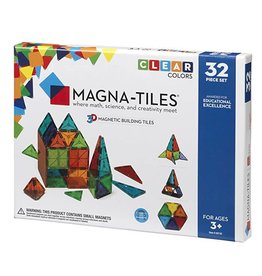 Magnatiles Magnetic Magna-Tiles Clear Colors (32 Pieces)