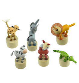 US Toys Wooden Jungle animal Push Puppet Assorted (style will vary and sold single)