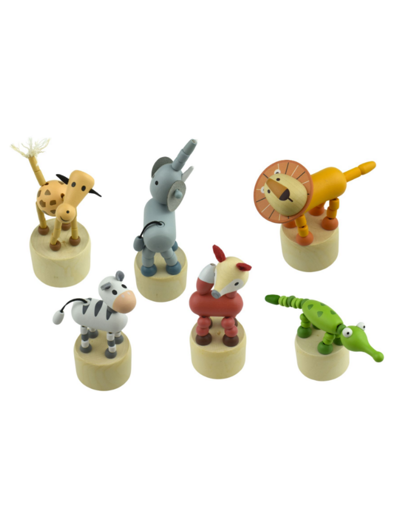 US Toys Wooden Jungle animal Push Puppet Assorted (style will vary and sold single)