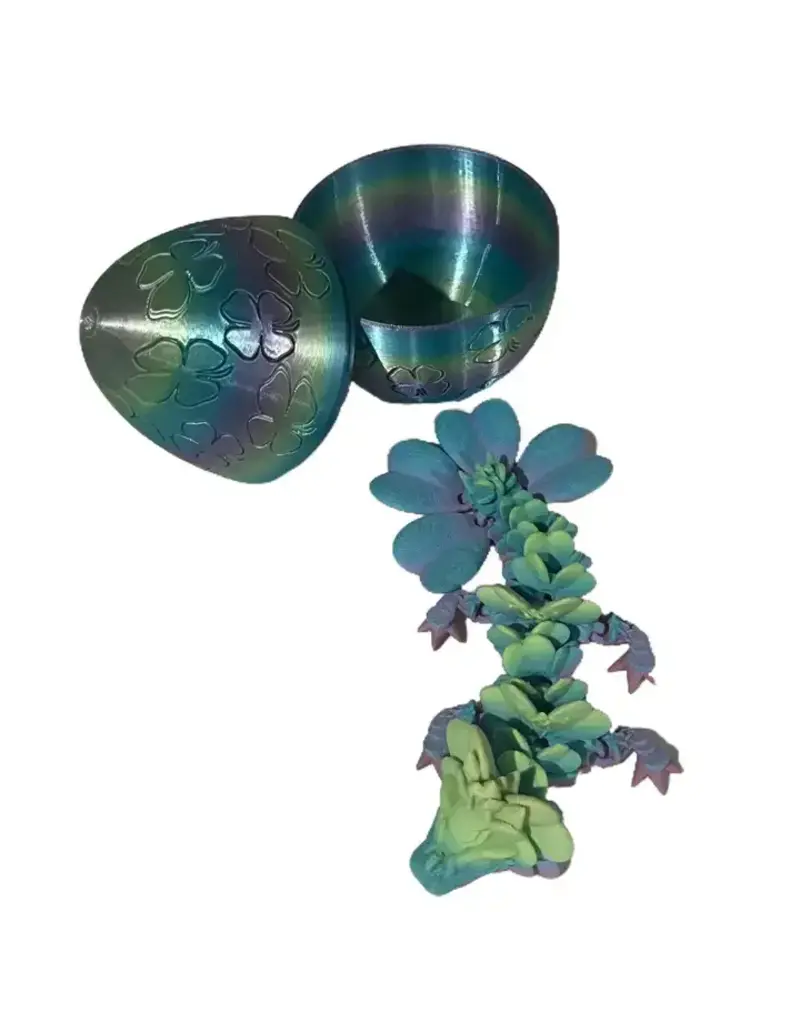 PYE Games 3D Printed Mystery Lucky Dragon Egg  Fidget Toy ( Clover; Assorted Colors: Assorted Styles)