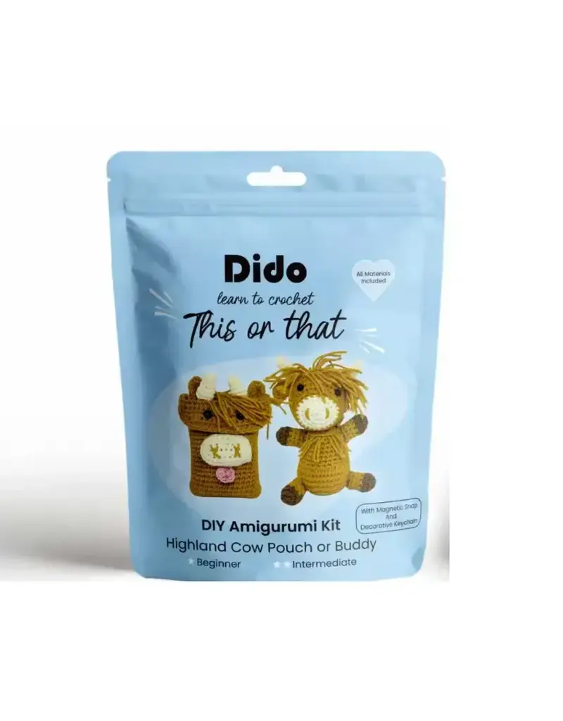 Dido CraftWorks DIY Amigurumi Kit -  Highland Cow Pouch or Highland Cow Buddy