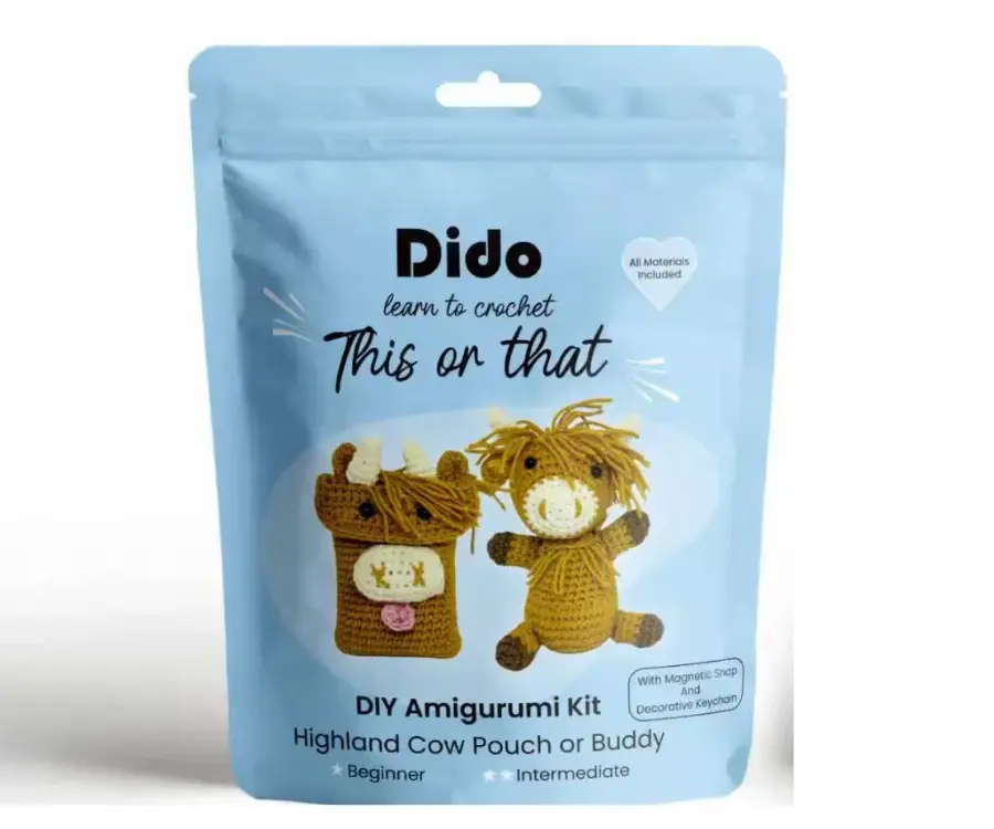 DIY Amigurumi Kit - Highland Cow Pouch or Highland Cow Buddy