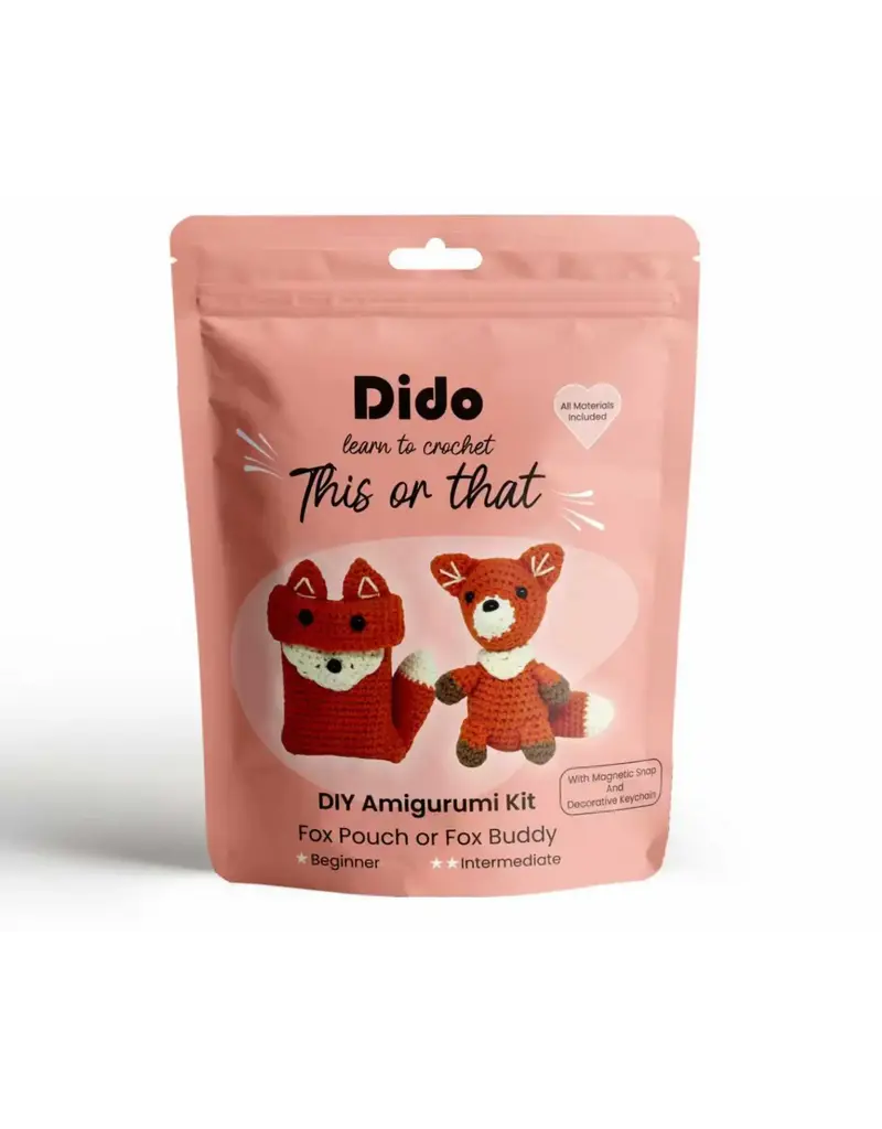 Dido CraftWorks DIY Amigurumi Kit - Fox Pouch or Fox Buddy