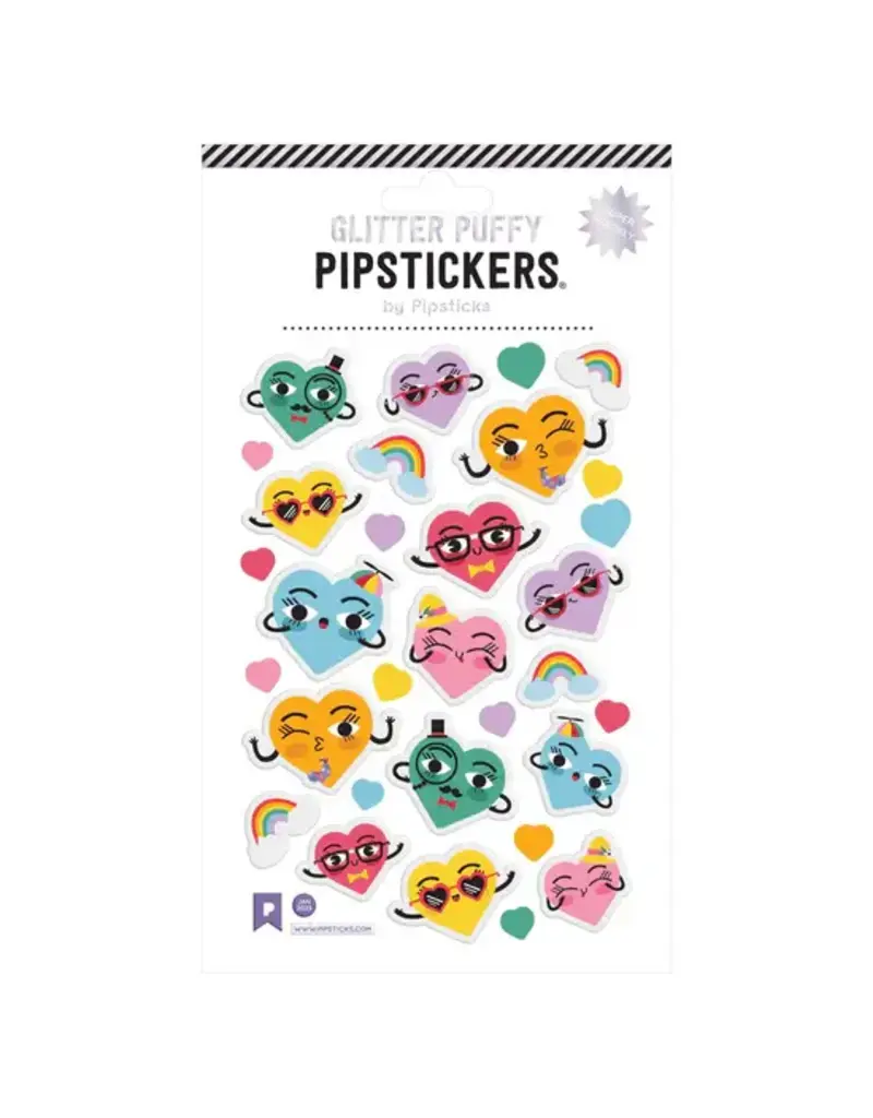PIPSTICKS Stickers - Decorative Pipstickers - Puffy Huggable Hearts