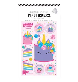 PIPSTICKS Stickers - Decorative Pipstickers -  Scratch & Sniff Unicorn Cake