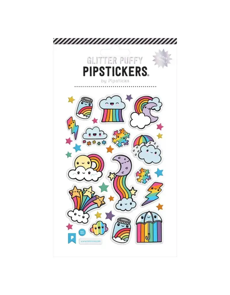 PIPSTICKS Stickers - Decorative Pipstickers -  Glittery Puffy Cloudbursts