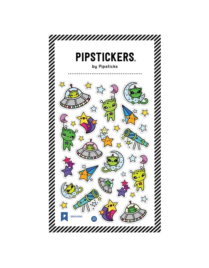PIPSTICKS Stickers - Decorative Pipstickers -  Glittery Puffy Space Aliens