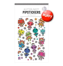 PIPSTICKS Stickers - Decorative Pipstickers -  Glittery Puffy Radiant Robots