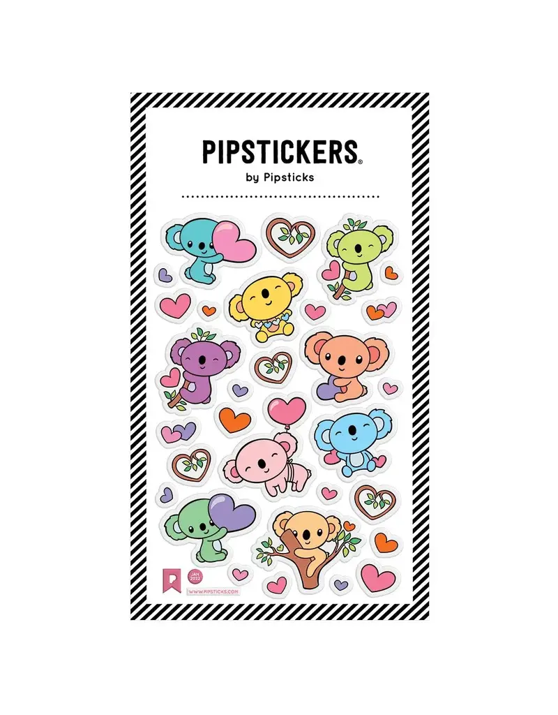 PIPSTICKS Stickers - Decorative Pipstickers -  Glittery Puffy Pastel Koalas
