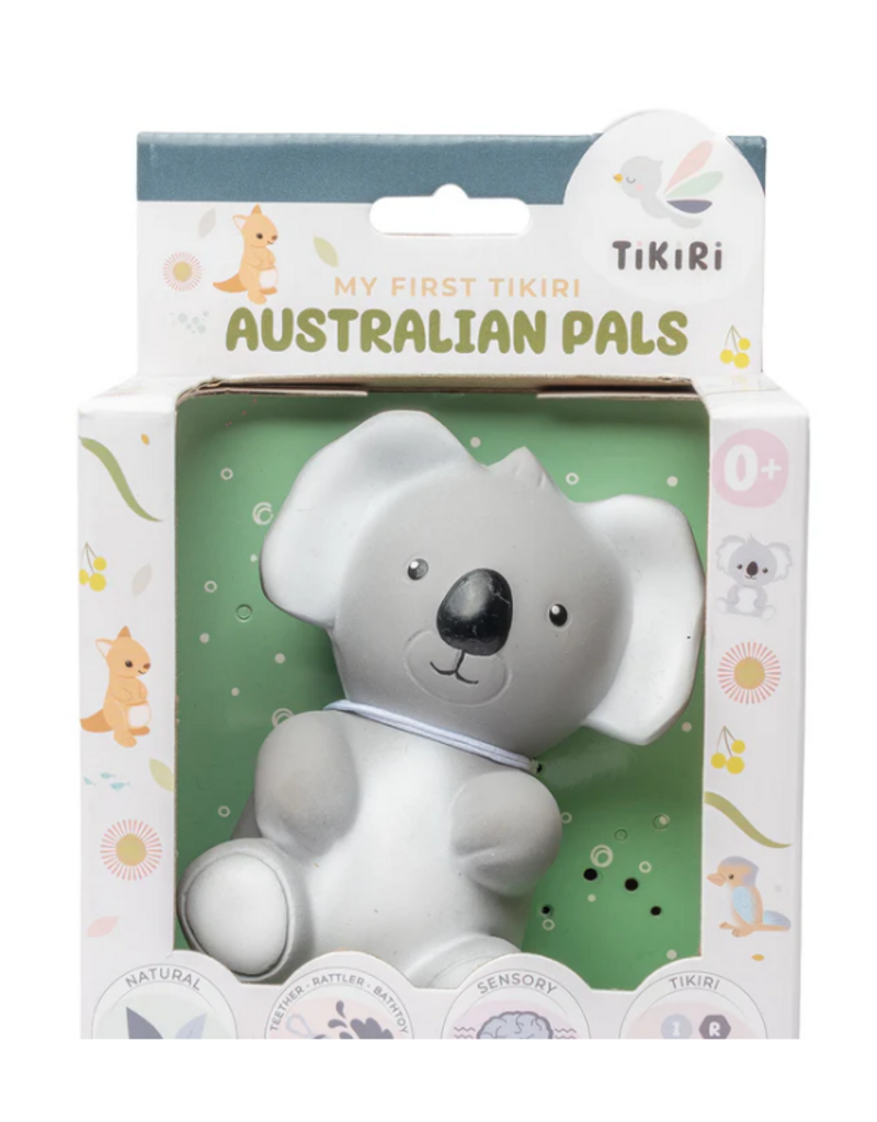 Tikiri Toys LLC My First Tikiri Australian Pals - Koala Natural Rubber Teether, Rattle & Bath Toy