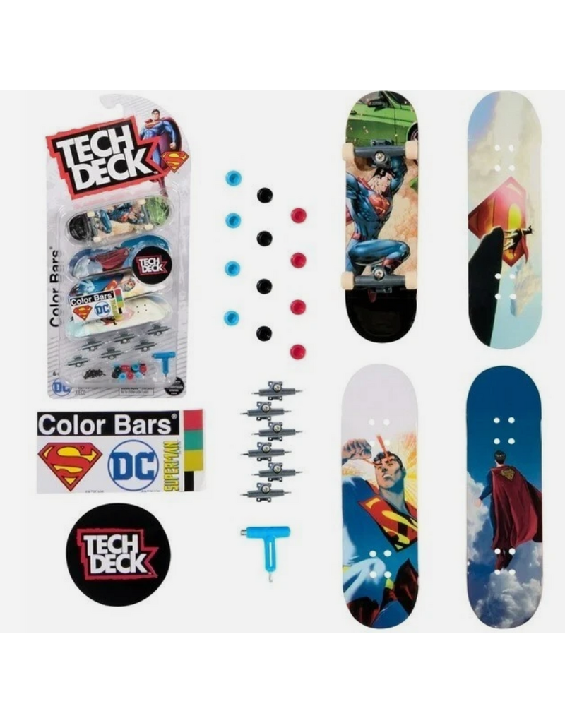 techdeck Tech Deck Ultra DLX Fingerboard ( 4 Pack) -Color Bars - Spiderman, DC, Superman