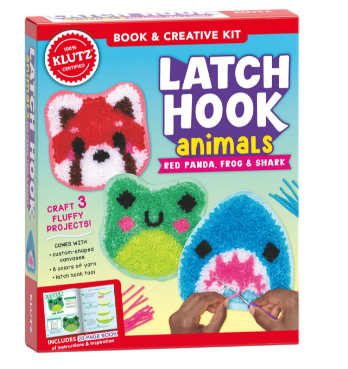 Klutz Latch Hook Animals - Red Panda, Frog & Shark